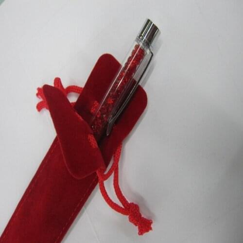 Free shiping 3.5*17cm velvet jewelry bag record pen pouch for U-key lipstick packaging and storage