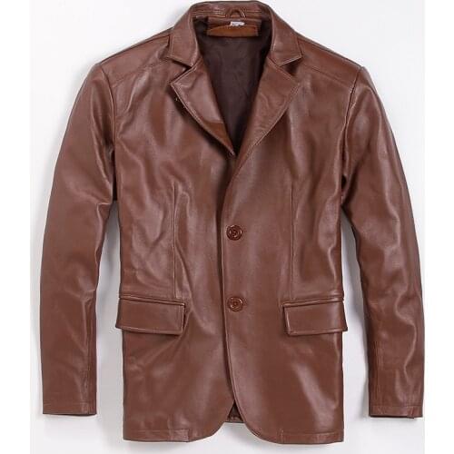 Free shipping.plus size Brand classic mens leather Jackets,genuine sheepskin casual business suit,quality office suit