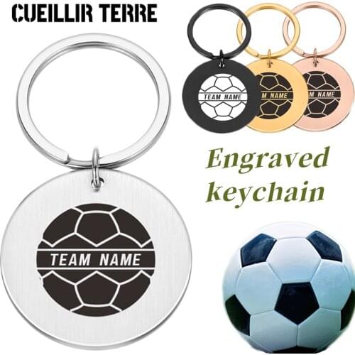Football Engraving Keychain Gift For Him Her Women Men Gift For Friend Keyring Personalized Keychain Fashion Pendant