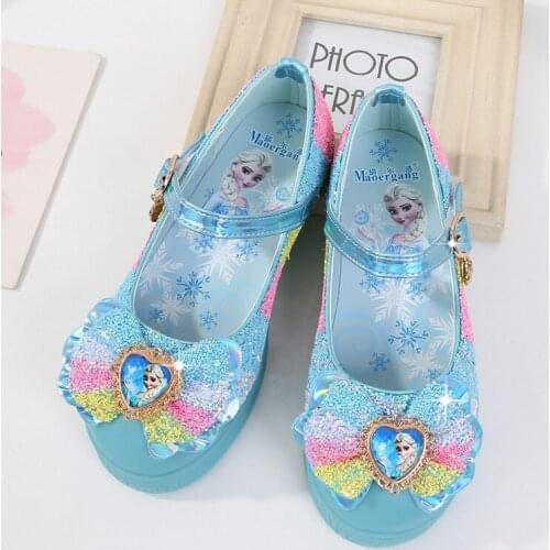 Disney cartoon egg roll shoes little girl single shoes children sequin dance boat shoes frozen soft bottom princess elsa shoes