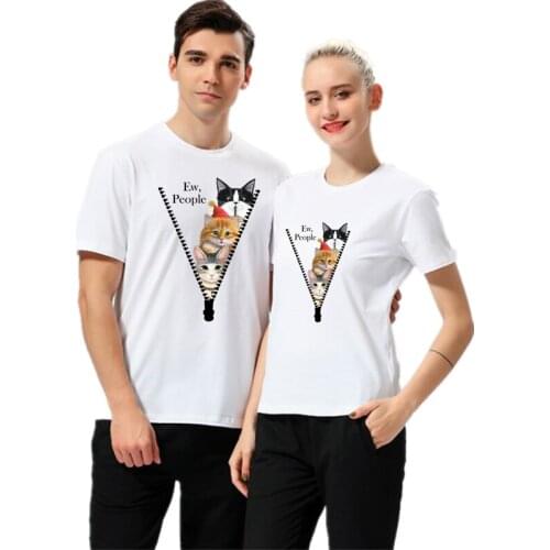 Single Couple Summer Print T-shirt women Casual Streetwear Fashion Tees Lovers Loose O-Neck Short Sleeve Tops