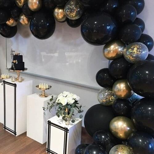 INS style Black gold series balloons Creative Decoration Birthday Party Set