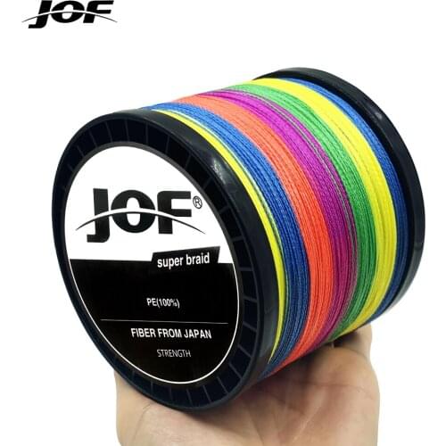 JOF 8 Strands 1000M 500M 300M100% PE Braided Multifilament Fishing Line Japan Multicolour Fishing Weave Extreme Super Strong