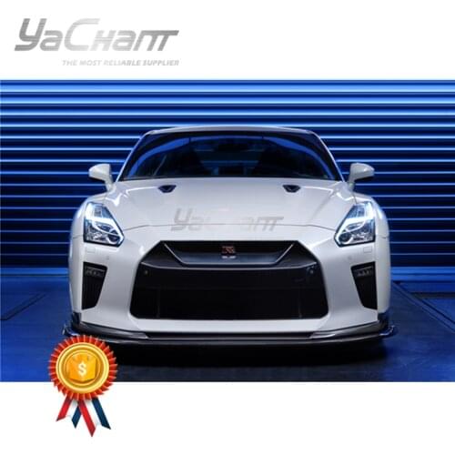 Wet Carbon Fiber Front Bumper Diffuser Kit Fit For 2017-2020 R35 GTR EBA YC DESIGN Style Front Lip with Underboard