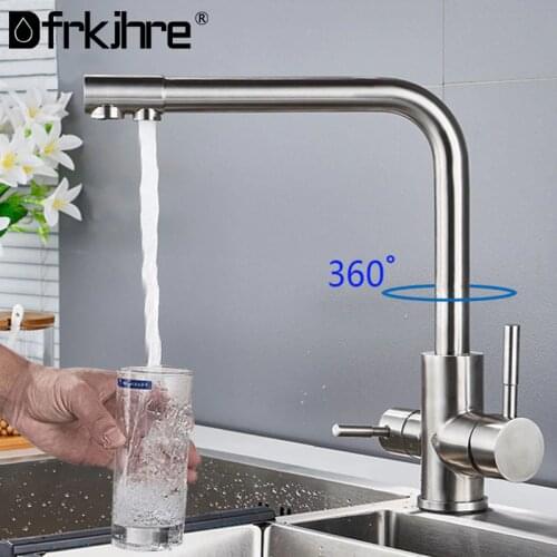 Kitchen Faucet Filter Purity Drinking Water Kitchen Sink Mixer Tap Beige With Dot Purification Water Faucets Tap Dual Handle