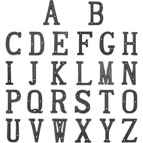 A-Z Metal Letters Alphabet Cast Iron House Sign Doorplate DIY Cafe Wall Decor Garden Home Decoration