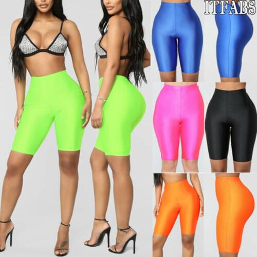 Fashion Women High Waist Solid Color Slim Fit Skinny Sports Fitness Gym Cycling Jogging Running Casual Yoga Shorts