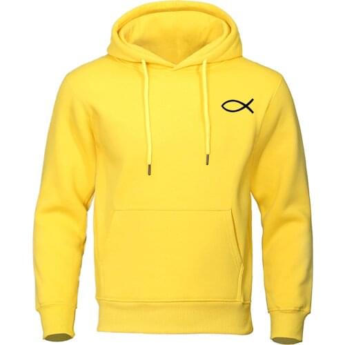 2019 Autumn Winter Mens Sweatshirt Christian JESUS fish Hoodies high quality Brand Pullover Warm Fleece Hoody Casual Streetwear