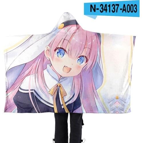 KamisamaDAY Animation Soft Flannel Hooded Cape Home Living Room Sofa Hooded One-piece Lunch Break Blanket Wear Warm Blanket