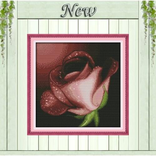 Beautiful flower Dew and rose,Pattern printed on fabric DMC 11CT 14CT Cross Stitch kits,needlework Set DIY crafts all embroidery