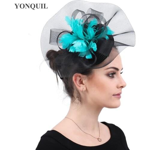 New Charming Wedding Bride Headwear Fancy Feather Fascinator Women Party Hat Dinner Banquet Headdress With Fancy Feather Floral