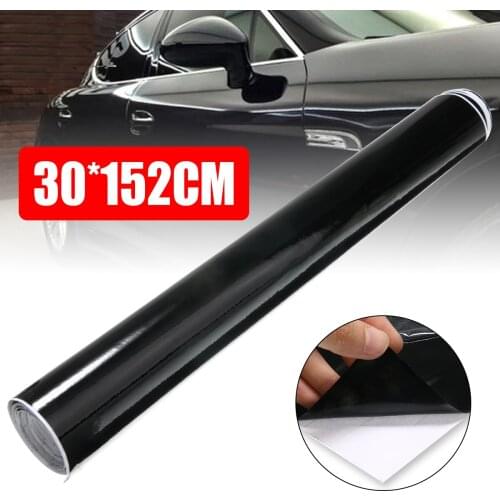 New Arrival 1pc 30x152CM Bubble-free Car Foil Gloosy Black Flexible Auto Car Wrapping Stickers