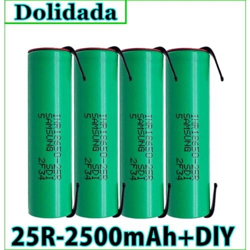 New Original 18650 2500mAh battery INR1865025R 3.6V discharge 20A dedicated Power battery + DIY Nickel sheet