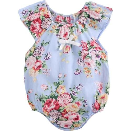 0-3T Newborn Baby Girls Clothes Ruffle 100% Cotton Rompers Girl Clothing Spring Summer Jumpsuits Floral Printing Onesie Sunsuit