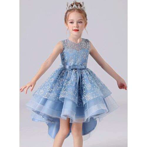 Girls birthday / holiday party Eucharist first tuxedo embroidery dress elegant 3-12-year-old girls graduation party dress