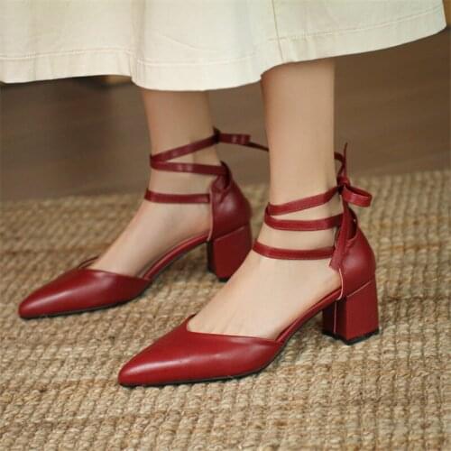 PXELENA Retro Roman Cross tied Sandals Women 2021 Summer Pointed Toe Square Block High Heels Shoes Office Lady Daily Plus Size