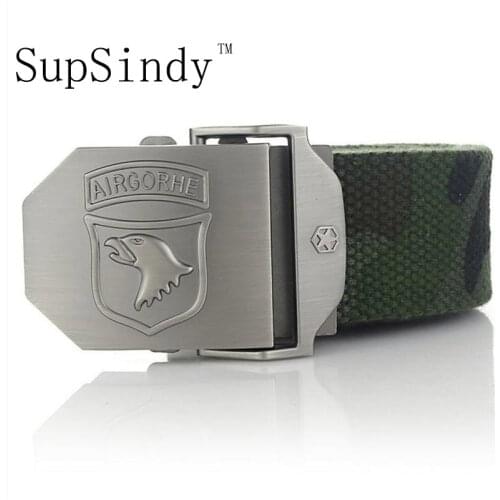 SupSindy Men&women Canvas belt AIRGORHE Alloy buckle luxury jeans belts for Men tactical belt military nylon vintage strap male
