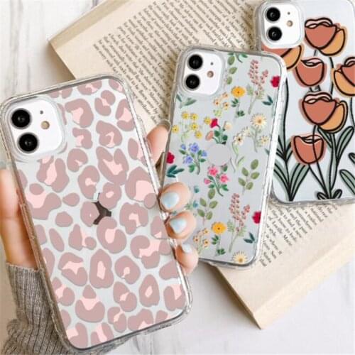 Mobile Phone Case Flower Leopard Silicone Soft Cover For iPhone 7 8 Plus X 11 12 Pro X XR XS Max Shockproof Phone Case
