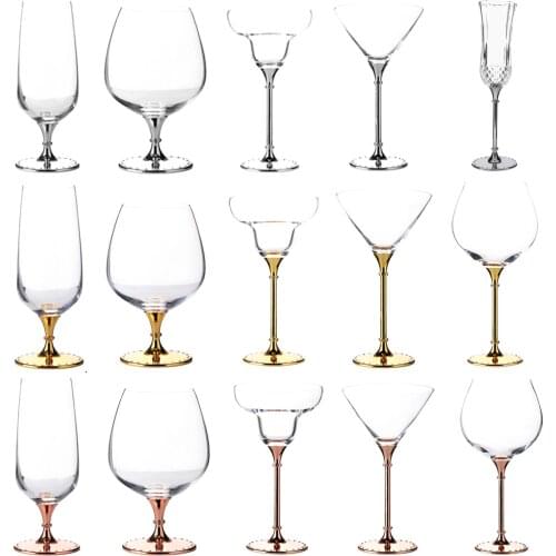 Oh Trend Glass Goblet Old Fashioned Glass Martini Cup Whisky Stainless Steel Stand Crystal Glasses For Drinking Home Decoration