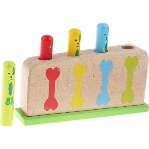 Traditional Baby Wooden Up Toy Dog Bone Party Favor Colorful Spring Toy