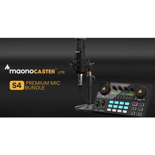 MAONOCASTER AM200S4 USB Sound Card Studio Recording with 25mm XLR Condenser Microphone Live Streaming kit