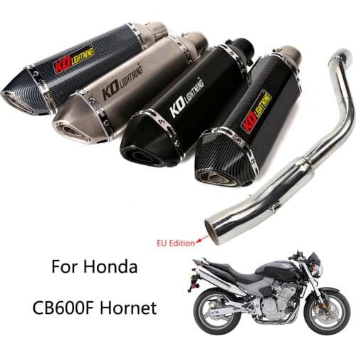 EU Edition for Honda CB600F Hornet 600 Motorcycle Exhaust Pipe Mid Pipe Slip On 51mm Muffler 370mm Escape Removable DB Killer