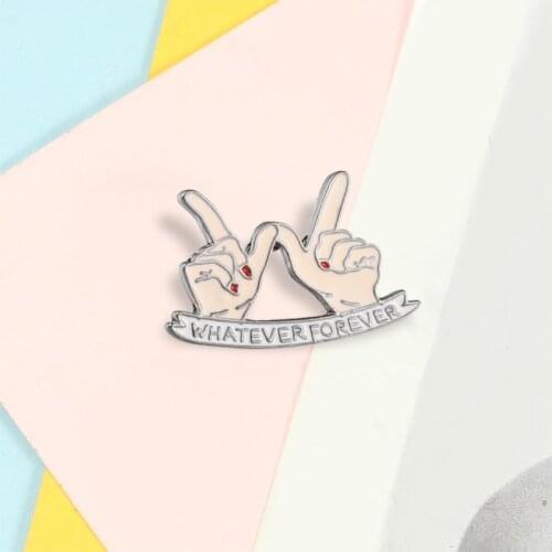 Whatever Forever Finger Gesture Brooches Cartoon Enamel Pin Jackets Shirt BagLapel Pins Badges for Best Friends Couples Jewelry