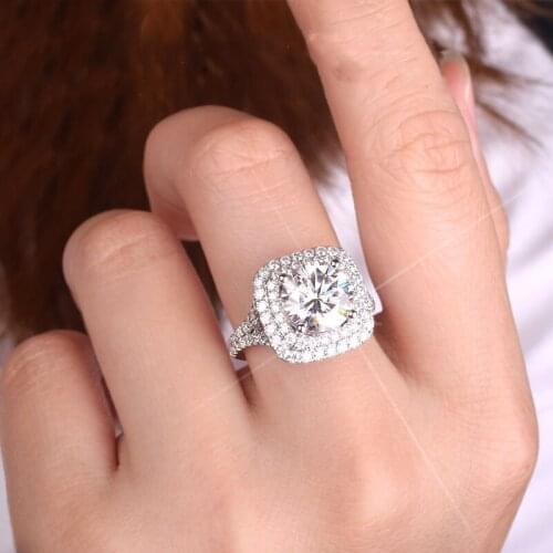 18K Au750 White Gold Women Wedding Party Engagement Ring 0.5 1 2 3 4 5 Carat Round Square Cushion 2 Lap Moissanite Diamond Ring