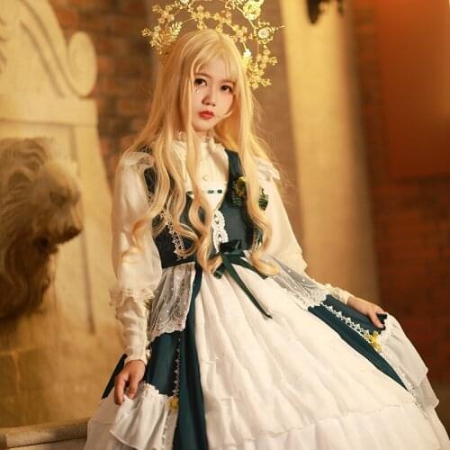 White Lolita Jsk Sleeveless Women Dresses Kawaii Anime Japanese Mori Girls Princess Vintage Victorian Dress Gown Cosplay Costume
