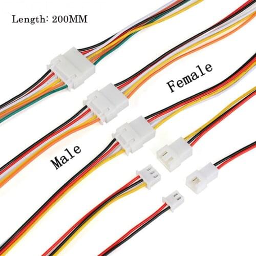 10Pair Micro JST XH 2.54 2P 3P 4P 5P 6PIN Male Female Plug Connector With Wire Cables 200mm