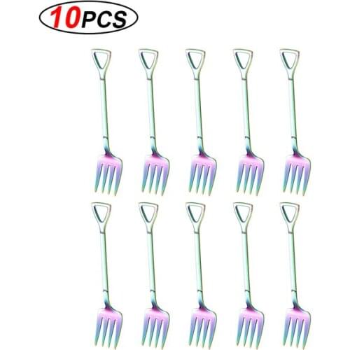 10PC Stainless Colorful steel Shovel coffee spoon Set Scoop shovel Creative tea-spoon Ice Cream Dessert Spoon Birthday Gift