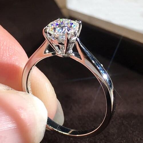18K Au750 White Gold Women Ring Moissanite Diamonds 1 2 3 4 5 Carat Round Wedding Party Engagement Anniversary Ring Trendy