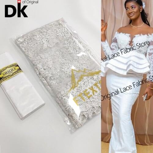 2.5+ 2.5 Yards 2021 Latest African Lace High Quality Bazin Riche Gextczer With Collocation Tulle Net Lace For Sewing Guipure