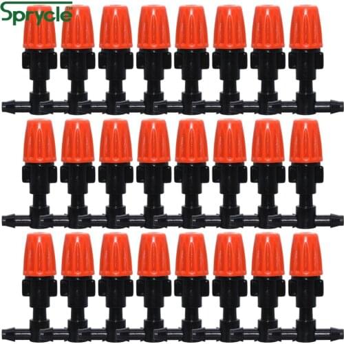 SPRYCLE 20PCS Adjustable Garden Drip Irrigation Misting Nozzle Micro Flow Head Dripper for 4/7mm 1/4 Inch Tubing Hose Greenhouse