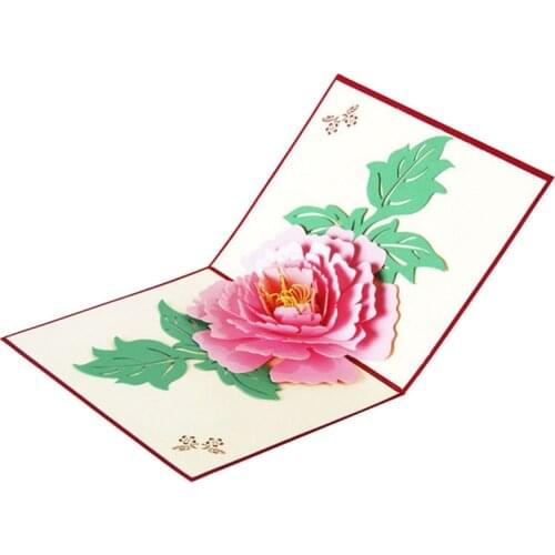 3D Pop Up Greeting Cards Peony Birthday Valentine Mother Day Christmas