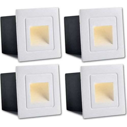 4pcs LED Stair Lamp 3W 5W DC12V Recessed Outdoor Waterproof IP65 Wall Light Garden Path Landscape Step Deck Lights AC85-265V