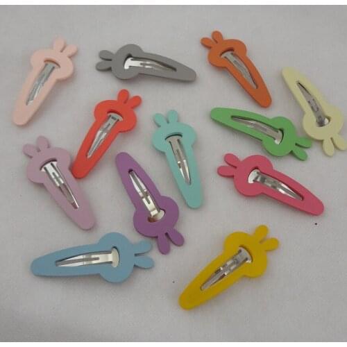 5PCS 6.5cm Kids Acrylic Rabbits Heads Covered hair clips Cute girls' metal hairpins Hot side hair barrettes boutique