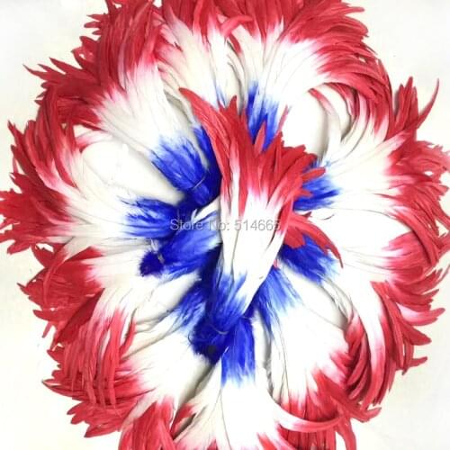 Free Shipping 200pcs/lot Three Tone MIX color Rooster feather Dyeing Loose Cock Tail Feathers