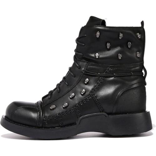 Military Boots Man Vintage Leather Shoes Men Gothic Mens Shoes Large Size 11#20/03e50