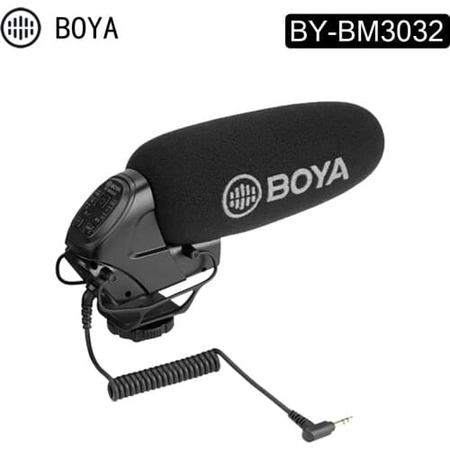 BOYA BY-BM3032 on-Camera Shotgun Microphone Gain 3 Step High Pass Filter Video Recording Mic for DSLR Camcorder Audio Recorde