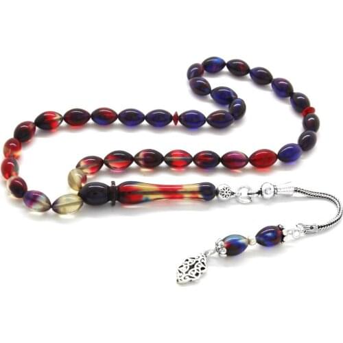 Tesbihane 925 Sterling Silver Tassels Wrist Size Cottage Bonibon Fire Amber Prayer Beads