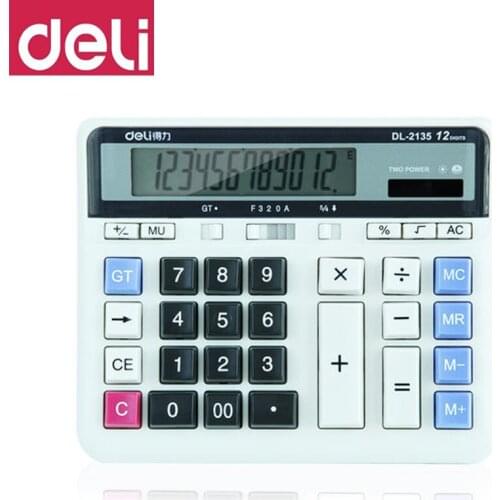 Deli 1 Piece 2135 Financial Bank Dedicated Calculator Computer Keyboard Desktop Office Calculator Solar Dual Power Supply