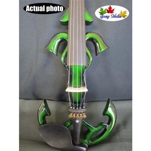 Green color crazy -3 SONG art streamline 5 string 4/4 electric violin #10495