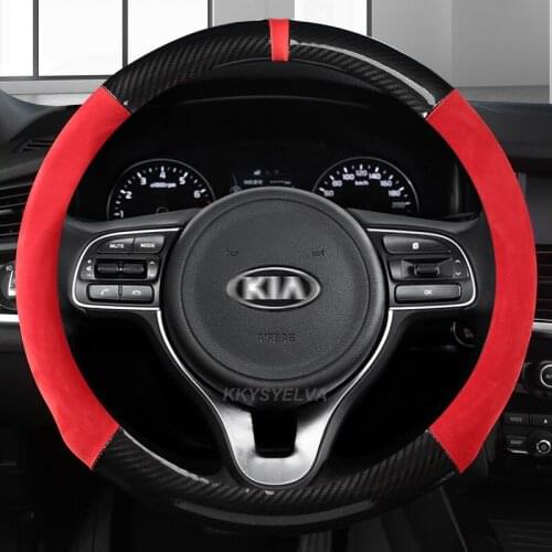 Carbon Fiber Leather Car Steering Wheel Cover for Kia Rio 2 3 4 X Line Kombi Sedan Auto Accessories Interior