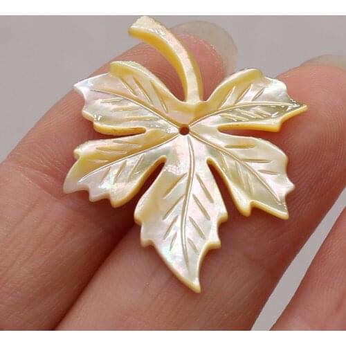 2Pcs Natural Shell Pendant Mother Of Pearl Yellow Maple Leaf Small Pendant For Jewelry Making DIY Necklace Earrings Accessory