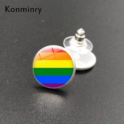 LGBT Color Round Earrings For Women Girl Glass Earring Fashion Jewelry Accessories Bijoux Earrings Gay Pride
