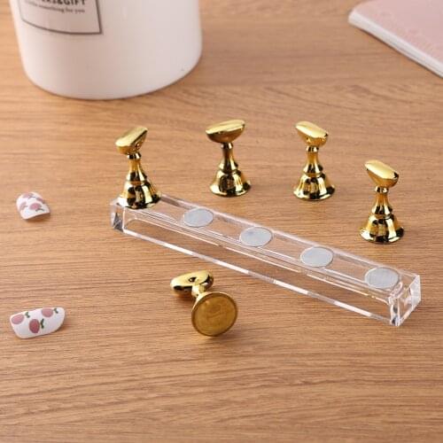Magnetic Nail Holder Base Practice Display Stand Acrylic Showing Shelf Art Tools False Nail Tip Salon DIY Manicure Tools