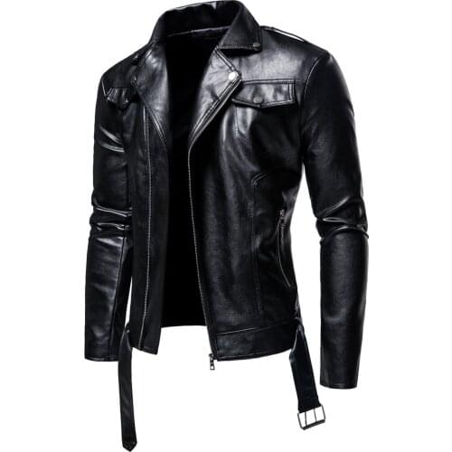 2021 brand foreign trade European and American mens jacket leather youth stand collar punk mens motorcycle leather