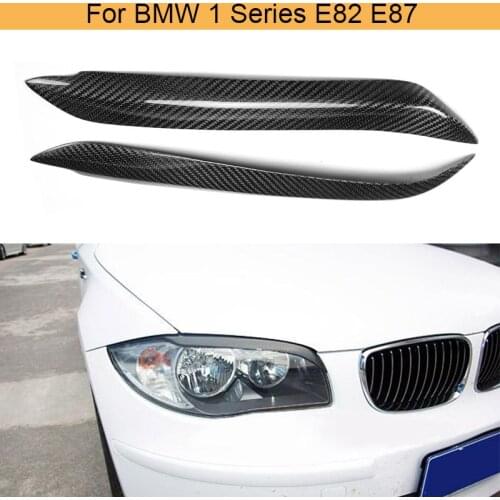 1 Series Front Head Lamp Eyelids Covers Carbon Fiber Eyebrows for BMW E82 E87 05-11 E82 M Convertible M-Sport 120i 125i 2PCS
