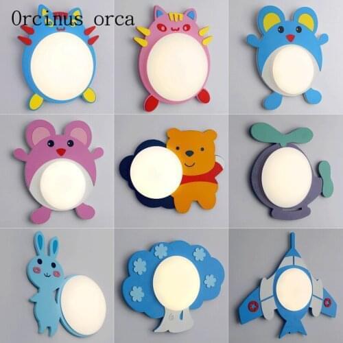 Cartoon creative plane wall lamp boy girl bedroom childrens room lamp modern simple animal LED wall lamp free shipping
